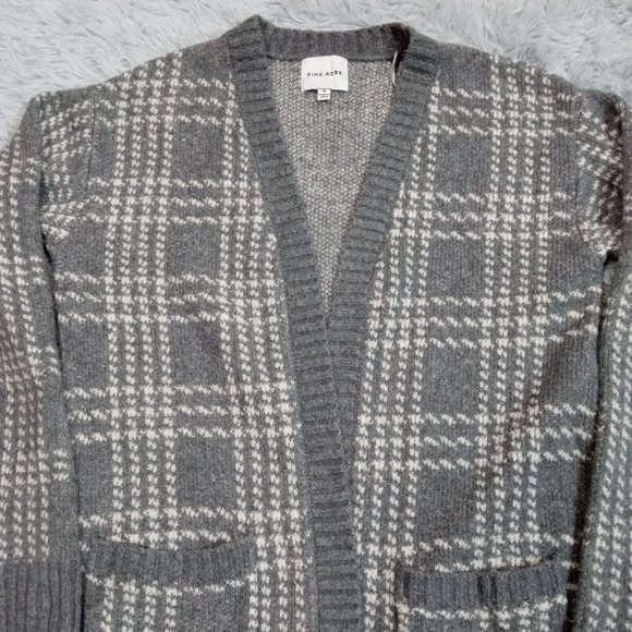 Pink Rose Womens Sweater Cardigan Gray Medium Open Front Pockets‎ Stretch - Picture 5 of 10